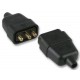 Black High Impact 3 Pin In-Line Mains Power Connector